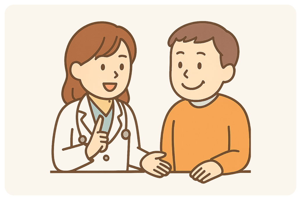 醫生在跟人聊天的圖示