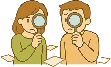 兩個拿著放大鏡的人的插圖